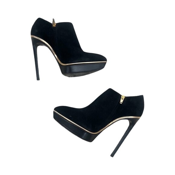 Saint Laurent black platform suede booties size 40.5 - Picture 3 of 9